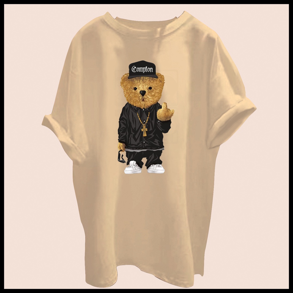 CALVIERO SHOP - BAJU KAOS ATASAN WANITA BAD BEAR PRINT