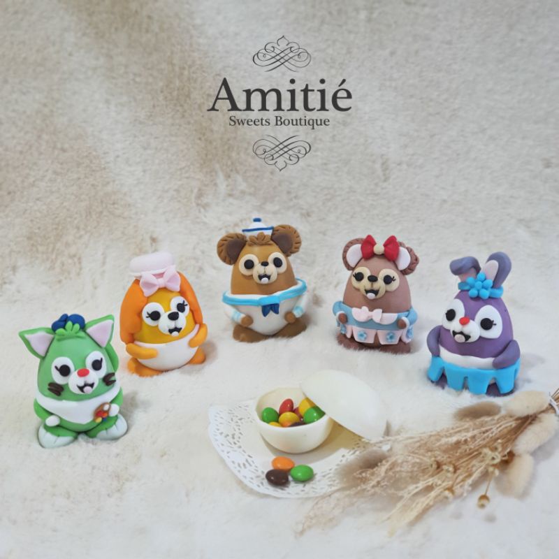 

Chocolate Egg -Duffy n friends- 1 set isi 5 / Coklat Karakter / Coklat Telor / Birthday Gift Hampers