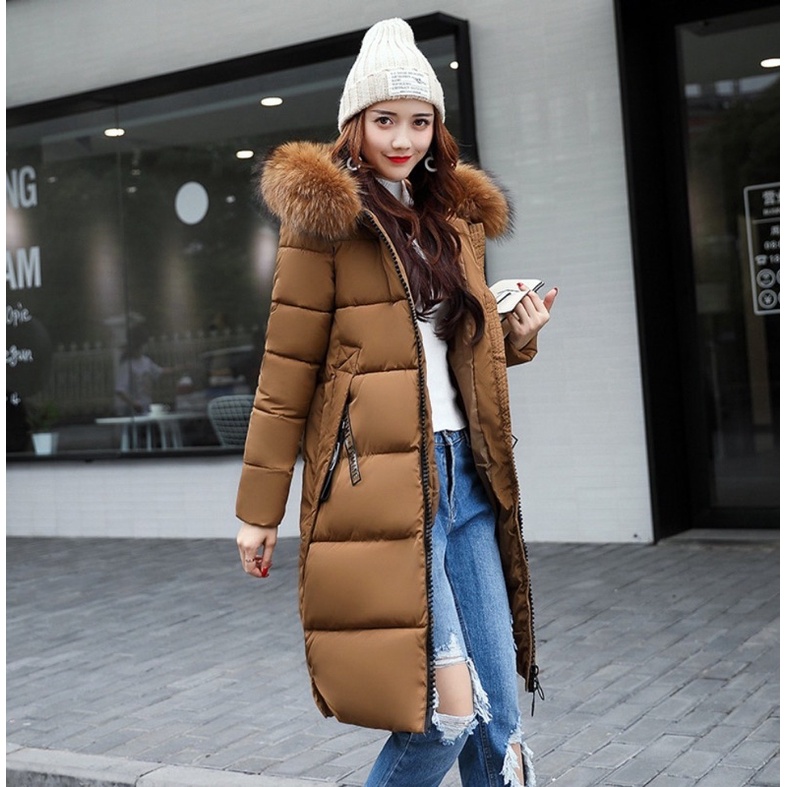 Winter Puffer Coat Women with Hoodie Jaket Winter Panjang Wanita