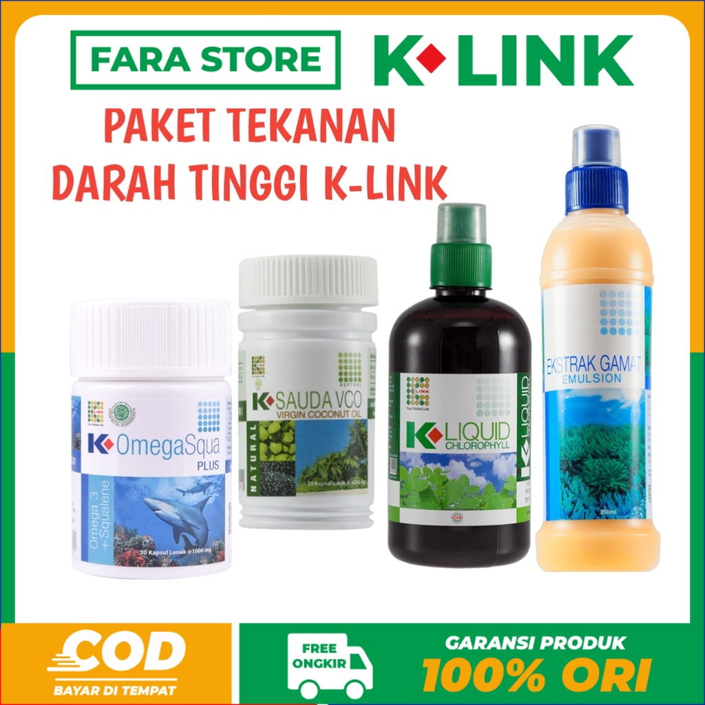 

[COD] Paket obat tekanan darah tinggi Gamat Emulsion KLiquid Klorofil Chlorophyll Omega Squa Plus K-Link Sauda VCO