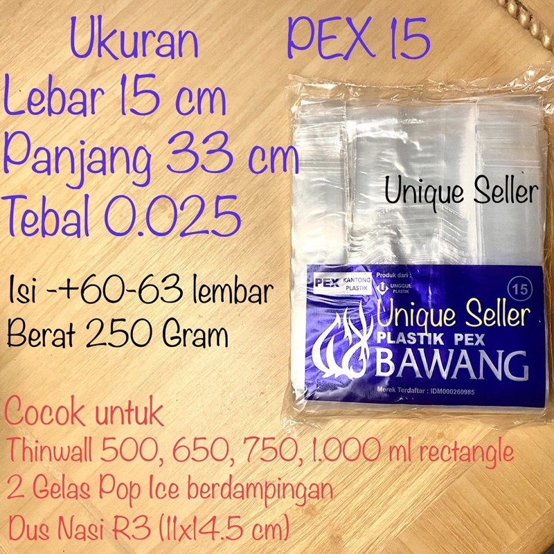 Kresek Bening PE PEX Uk 10 15 20 25 BAWANG / Kantong Plastik Bening PE PEX 10 15 20 25 merk BAWANG / Kantong Kresek Bening 10x30 15x33 20x40 25x48 / Kresek untuk 1 Gelas Uk 10 / Kresek Gelas isi 1 Uk 10