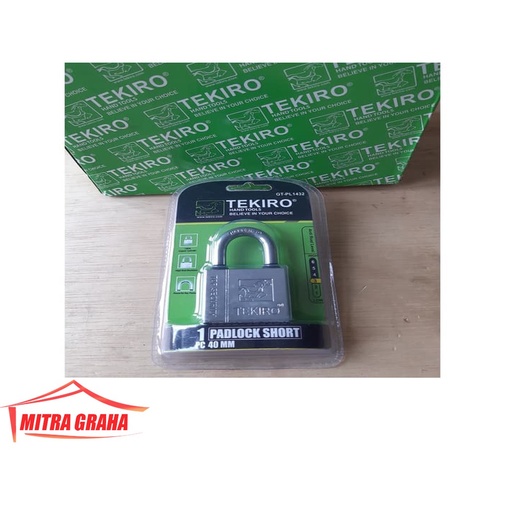 New KUNCI GEMBOK TEKIRO 40mm LEHER PENDEK ANTI HUJAN PAGAR RUMAH RUKO MGJ
