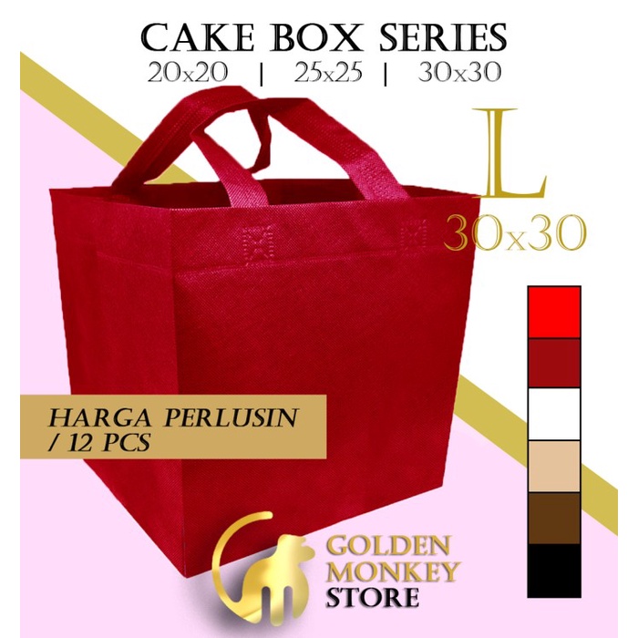

SALE Tas Spunbond Box Cake L 30cm - Tas Kain Kotak Kue Goodie Bag - Hitam