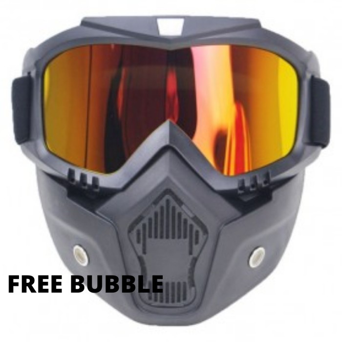 Goggle Mask Modular Kacamata Masker Helm Motor Bollfo Retro Cargloss