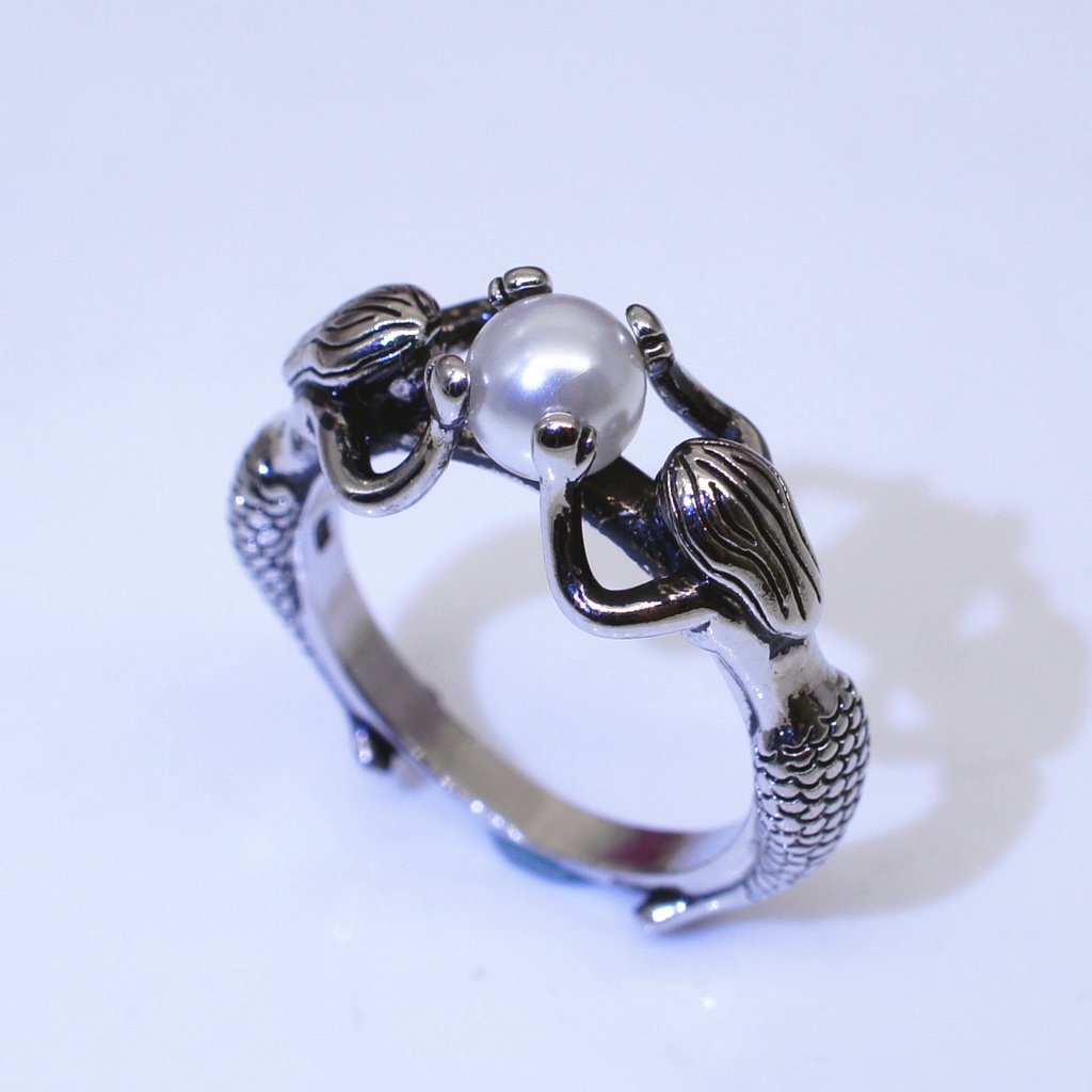 Cincin Mermaid Bahan Sterling Silver 925 Asli Untuk Wanita Jza017