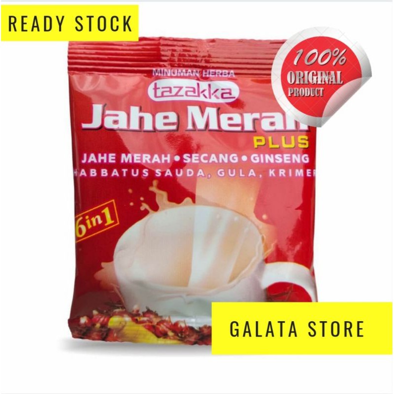 

MINUMAN INSTAN JAHE MERAH PLUS KRIMER 6 IN 1 TAZAKKA (1Renteng)