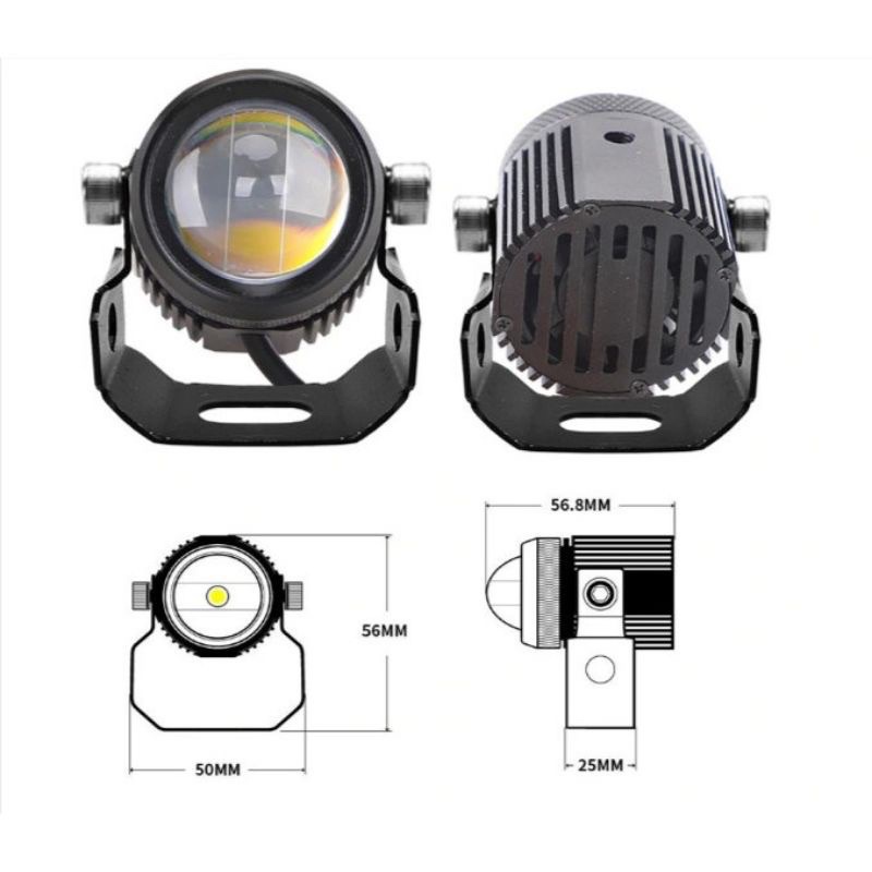 2 PCS LAMPU LED FOGLAMP LASER D2 MINI DRIVING LIGHT LED LAMPU SOROT MINI BULAT HI LOW