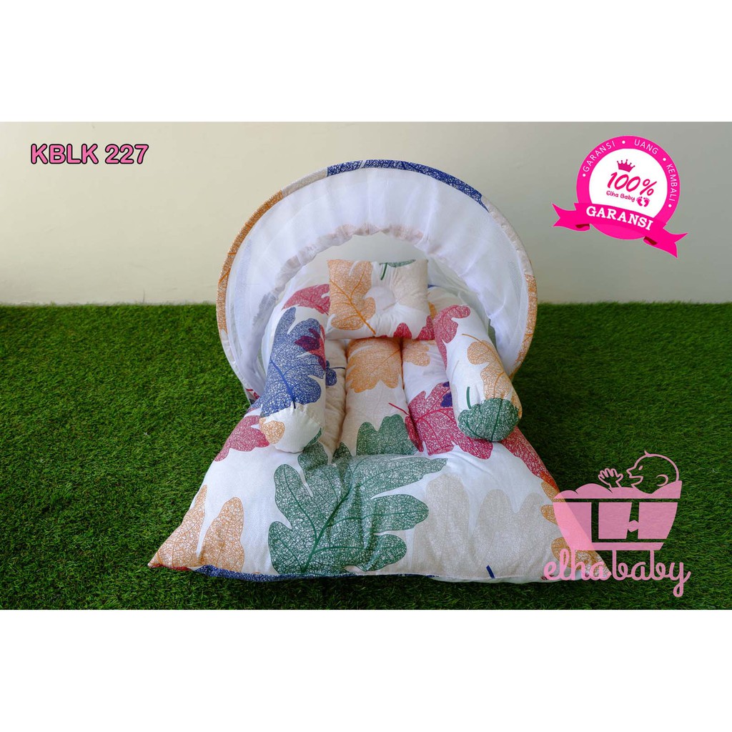 Kasur Bayi Lipat Kelambu Set | Perlengkapan Baby Baru Lahir Karakter Bunga | Matras Anak Murah Lucu