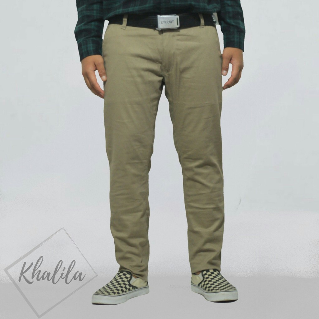 Baru Celana Chino Bahan Adem Nyaman Cocok Buat Musim Dingin GAYA COWOK POLO KASUAL Size Abu Khaki