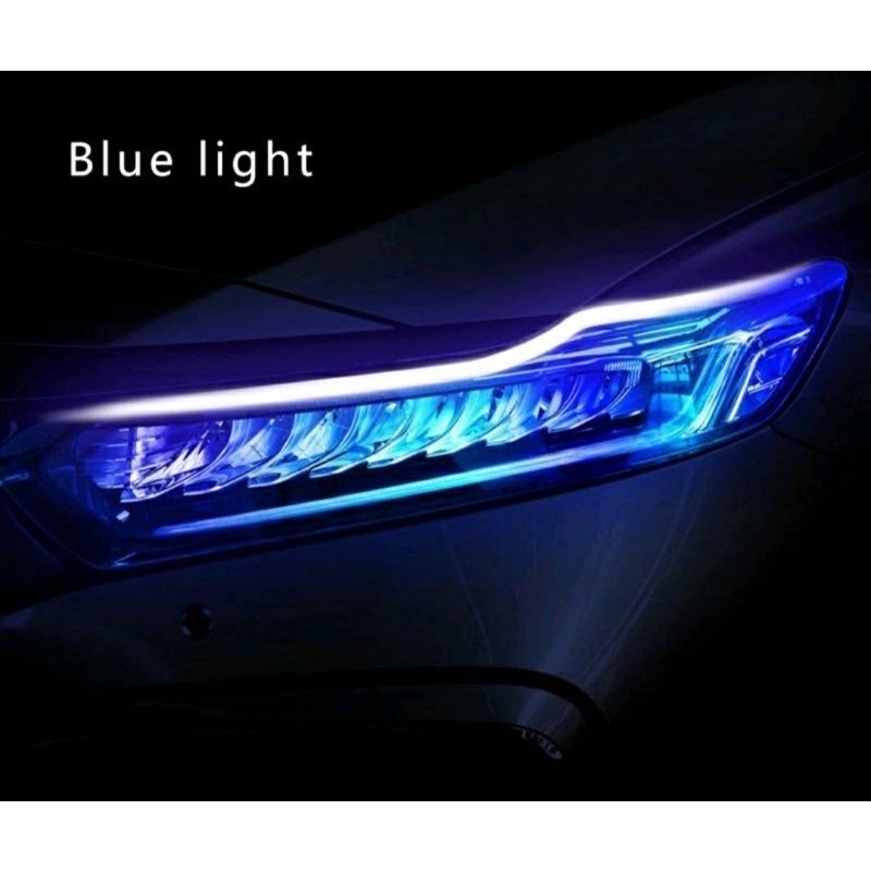 lampu Alis LED slim alis DRL fleksibel waterproof 12V uk 30cm 2 mode running motor mobil