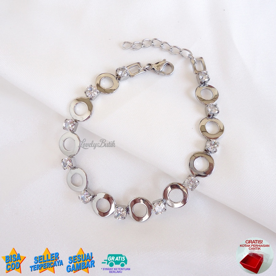 Lovelybutik - Gelang Tangan Titanium Asli Anti Karat dan Luntur Dahli4 Gelang Titanium Wanita Model Terbaru BONUS KOTAK PERHIASAN