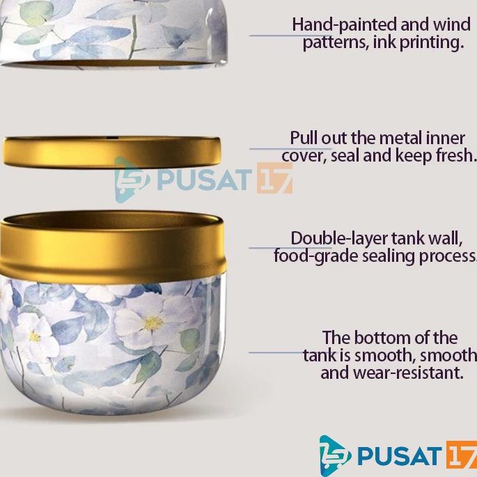 ۞ KOTAK KALENG TEH KOPI PERMEN 9X9CM SERBAGUNA / TOPLES KALENG CHINESE TEA REKORASI RUANGAN ⅎ