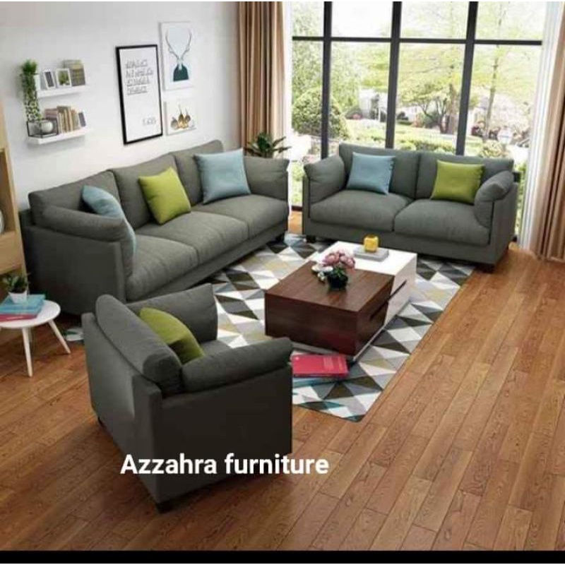 sofa 3+2+1+meja tangan bantal