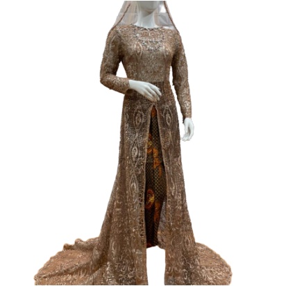 Kebaya Pengantin Dress Windding Dress Pesta baju akad pengantin - Putih, All Size Muslimah