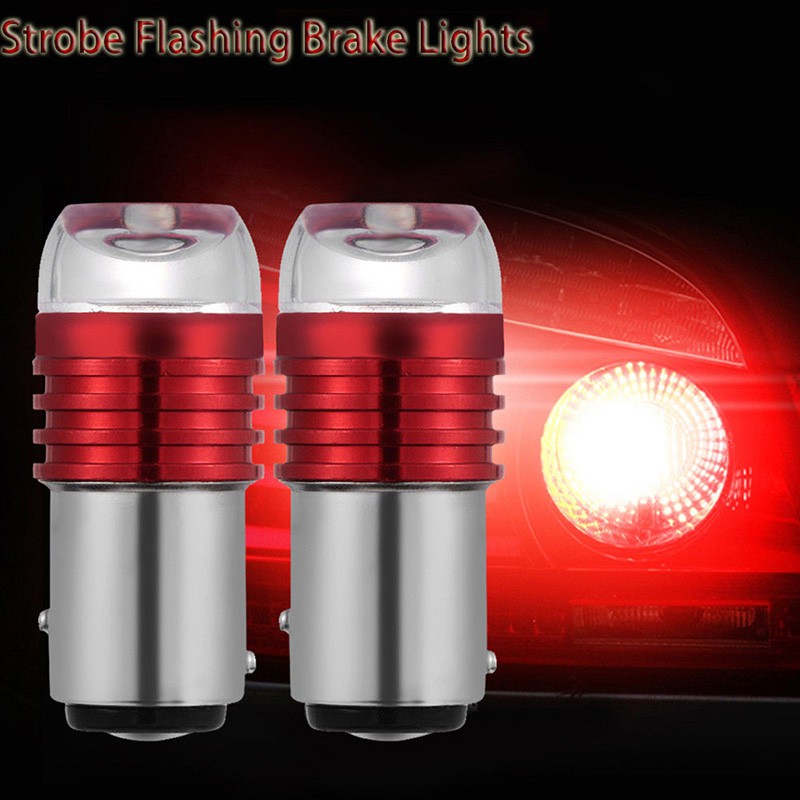 Skid 2pcs Lampu Strobo Led 1157 BAY15D P21 / 5W Warna Merah