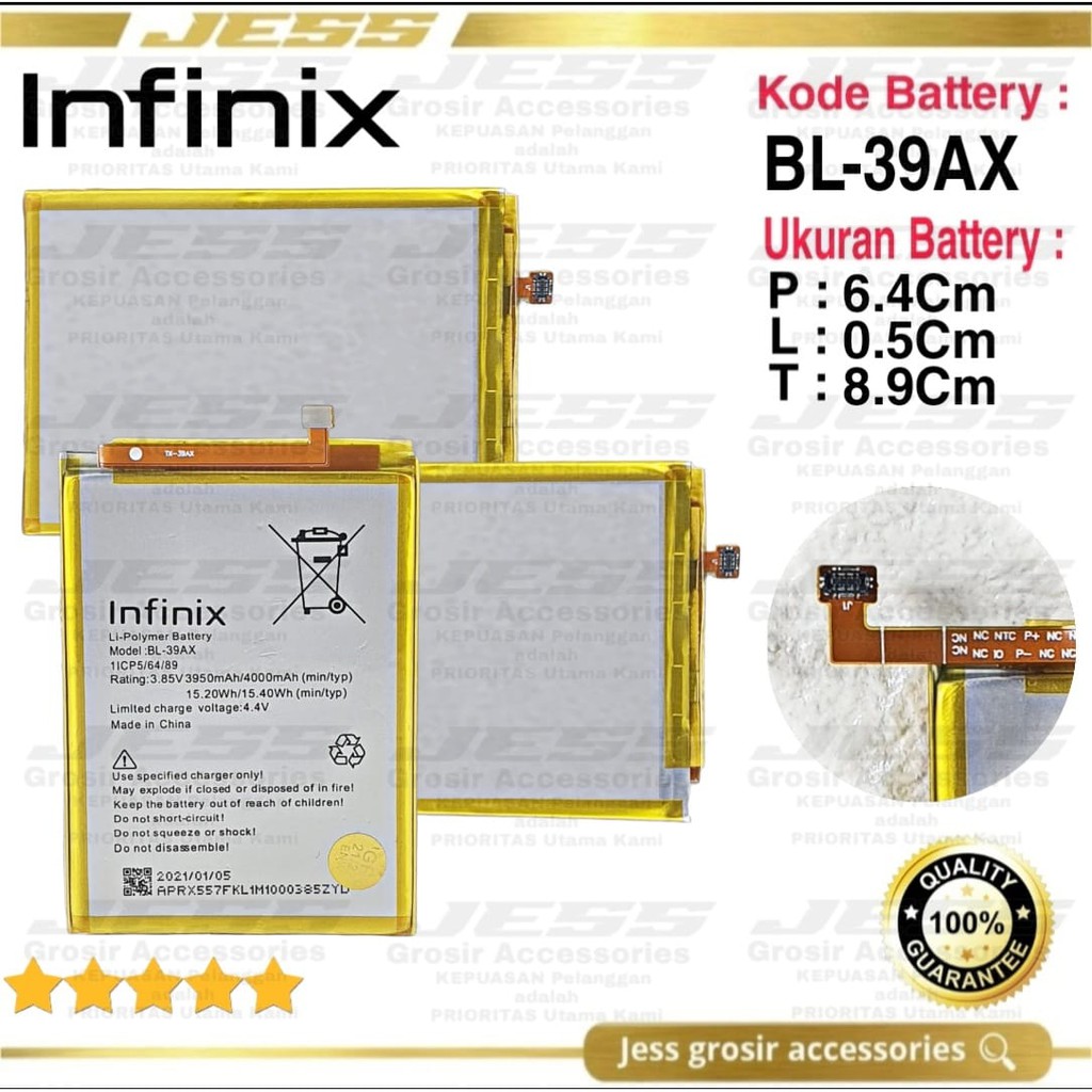 Baterai Battery Original INFINIX BL-39AX BL39AX For Type Hp Infinix HOT 4 / HOT 4 PRO / HOT 4 MAX / HOT 4 Lite - X556 - X557 - X5511B