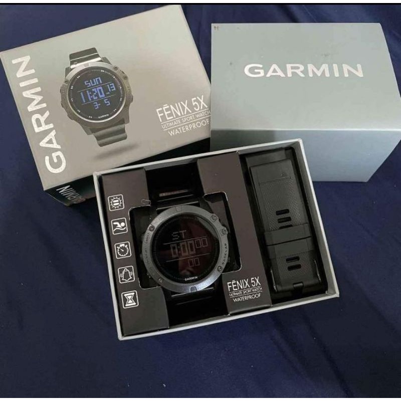 Jam Tangan Pria Garmin Fenix 5X Sport Series Free 1 Strap Rubber Cadangan (Random)