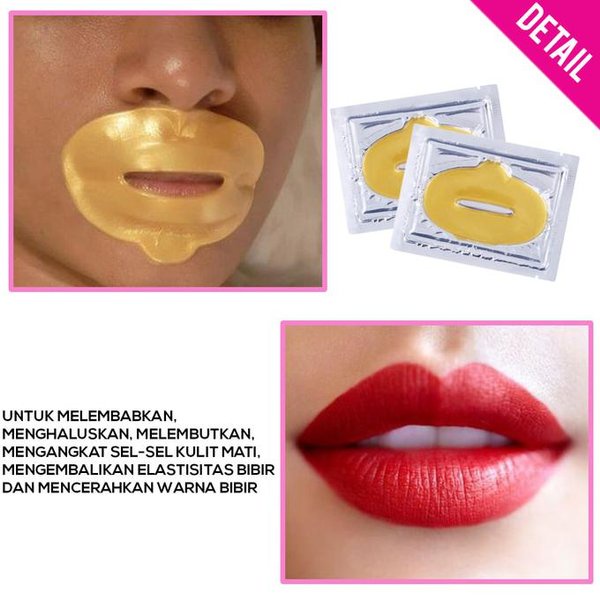 [1pcs] Masker Bibir Emas Collagen 24K untuk Perawatan Bibir Menyeluruh Melembabkan &amp; Mencerahkan Warna Bibir