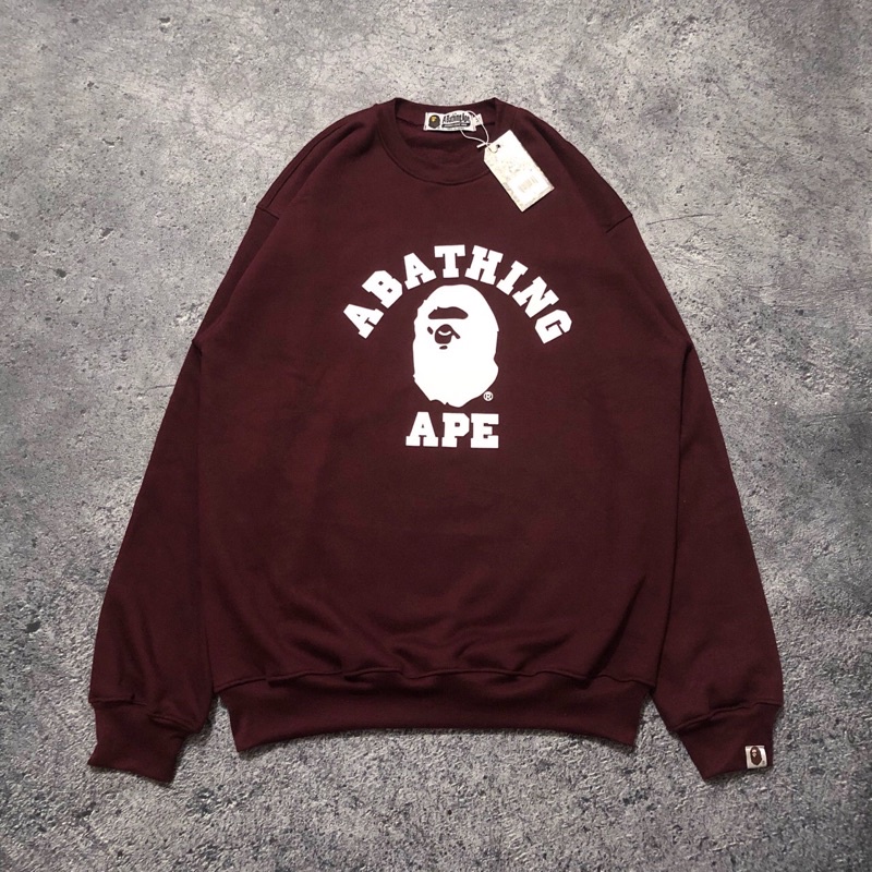 CREWNECK BAPE COLLEGE A BATHING APE MIROR ORIGINAL I SWEATSHIRT SWEATER BAPE ORI FULL TAG & LABEL