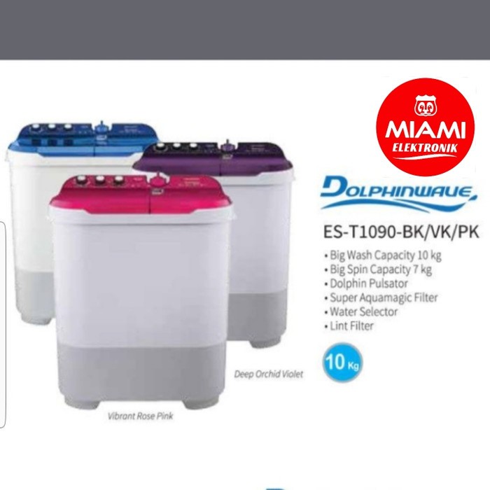 Mesin Cuci SHARP 2 Tabung EST1090 / Twin Tub 10 kg Dolphinwave Series ES-T1090-BK-VK-PK