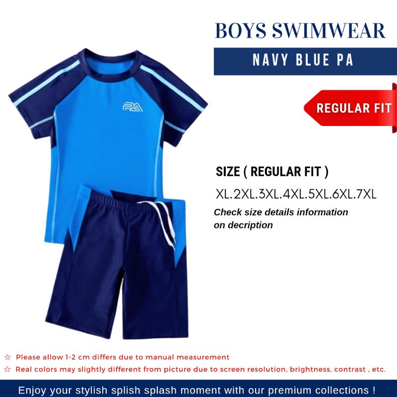 Baju Renang Navy Blue PA / Pakaian Renang Anak Laki / SWIM WEAR