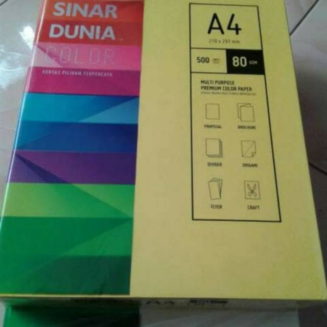 

SINAR DUNIA. KERTAS WARNA A4 80gsm.