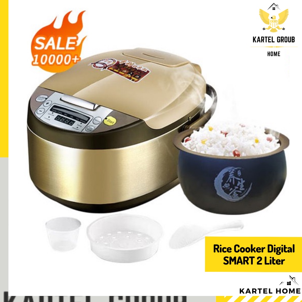 HOME Rice Cooker SMART Digital 2 Liter  Stainless Steel Motif Emas