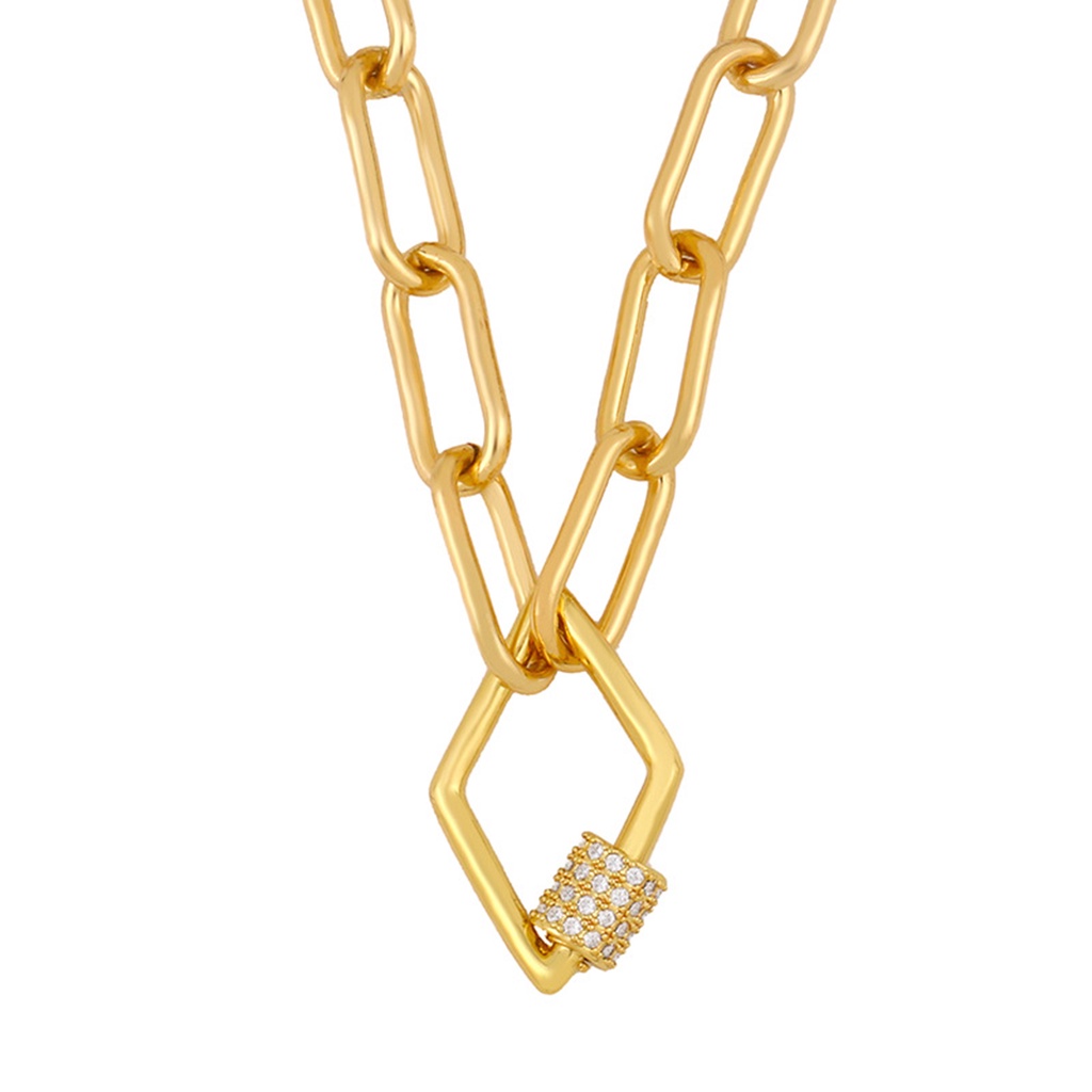 Hu Hu Hu Hu Hu Alat Bantu Pasang Kacamata♡ Kalung Rantai Dengan Liontin Geometris Aksen Berlian Imitasi Untuk Wanita