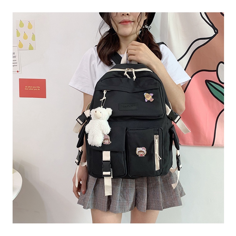 WYK114 Tas Ransel Wanita Pria Sekolah Kuliah Polos Backpack School Impor TKM