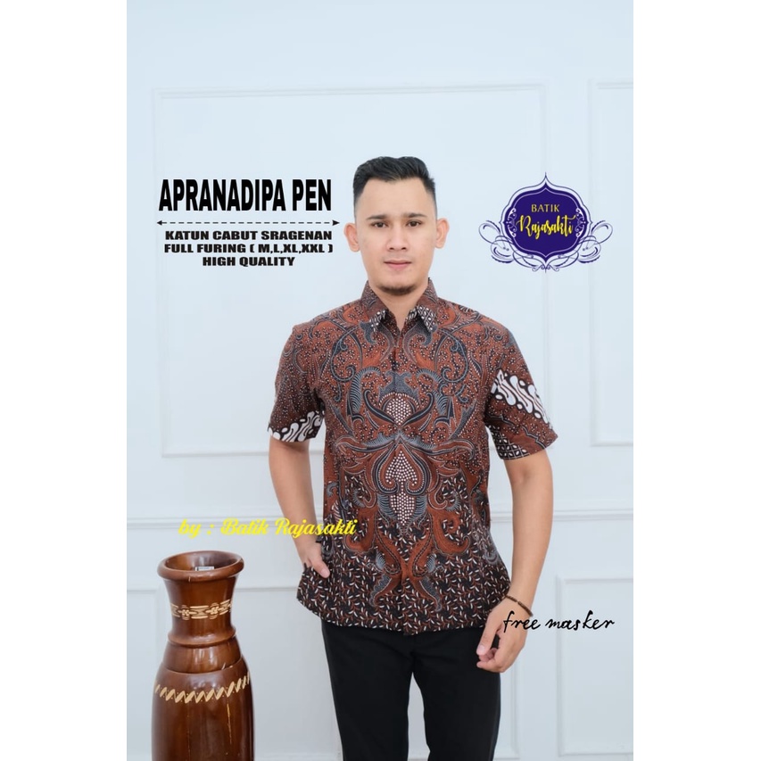 APRANADIPA MANIZ COKLAT Kemeja Batik Pria Premum Full Furing Bahan Katun Halus Primisima Asli Batik solo