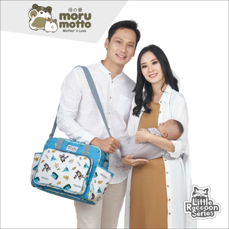 Ljd MMT7002 TAS BESAR+SAKU BOTOL SUSU LITTLE RACCOON SERIES