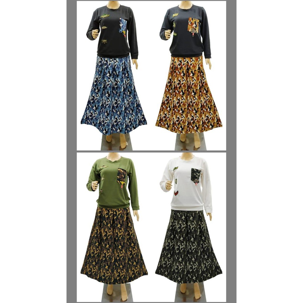 FIDELIS Stelan Atas Bawah / Tangan Panjang / Rok Panjang / ARMY