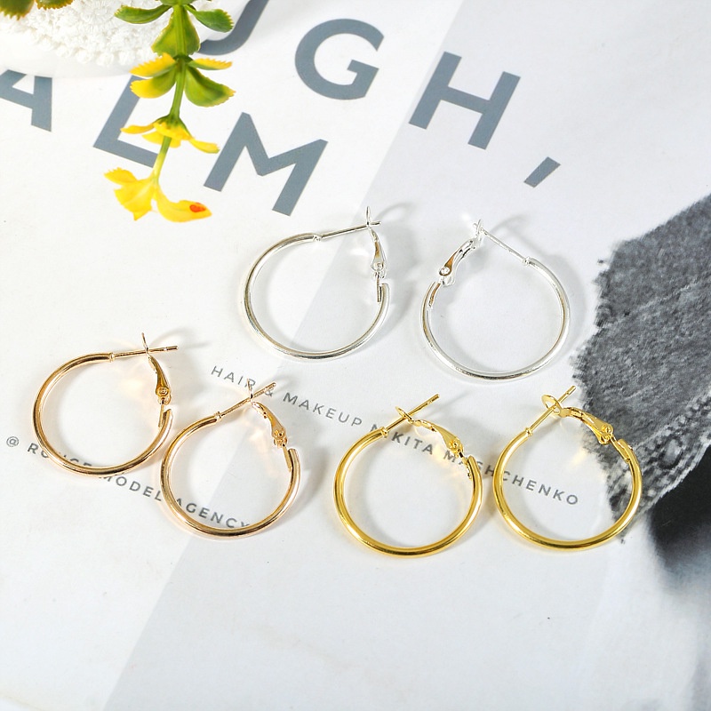 Anting-anting Gaya Korea Set 6 Potong, Set Anting-anting Hoop Yang Dipersonalisasi R35