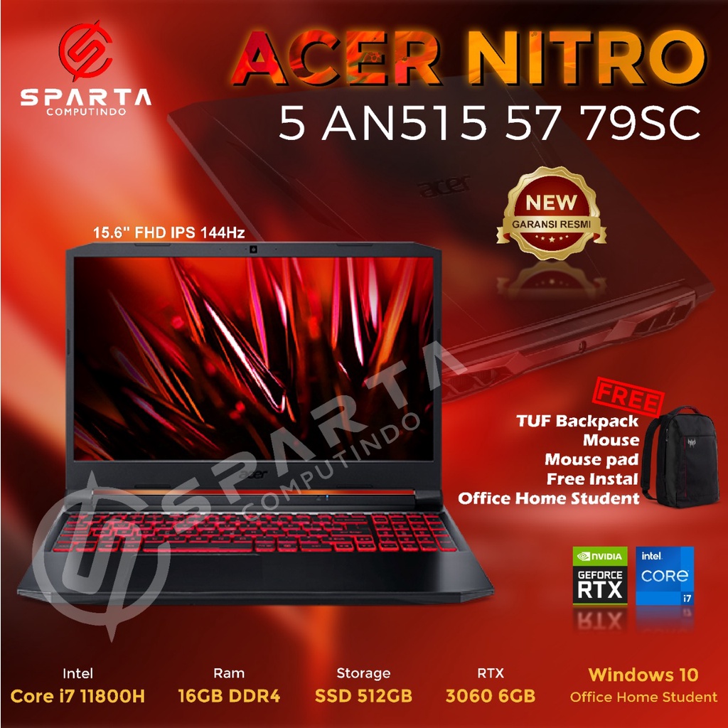 LAPTOP GAMING ACER NITRO AN515 57 79SC New Garansi Resmi