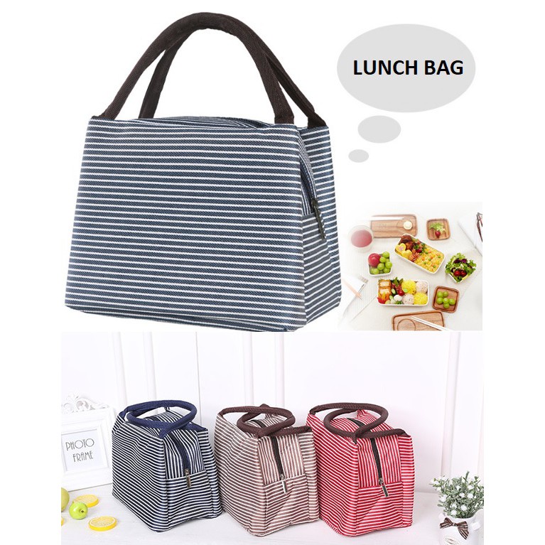 ❤ RATU ❤ Tas Bekal Makanan Lunch Bag Cooler Aluminium Foil Motif Salur Dewasa Anak Karakter