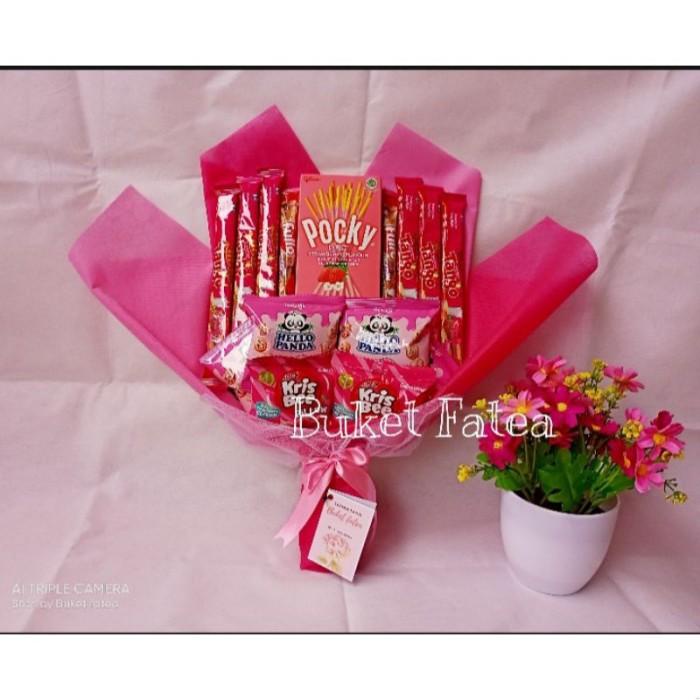 

Durrah Buket PINK buket jajan Buket Wisuda snack HANYA BUKET TANPA BUN Best Seller