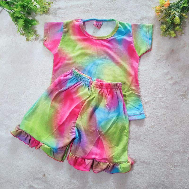 Setelan tye die anak 1 2 3 4 tahun tie die cewek perempuan terlaris