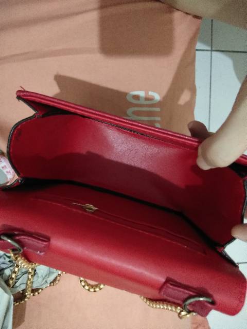 ready cod tas wanita selempang kecil kulit sentetis tali rantai cinta sling bag cewek impor murah