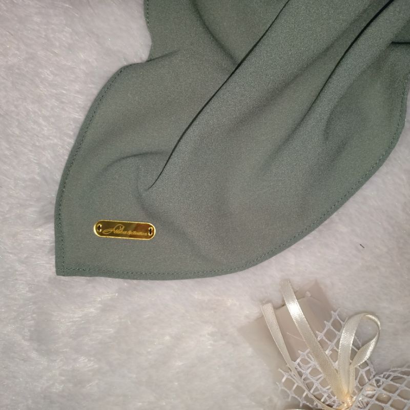 AKHWAT COLLECTIONS | PASHMINA DIAMOND CREPE ITALIANO 200X70 CM | FREE GIFT | JUMBO | PASHMINA VIRAL-Sage