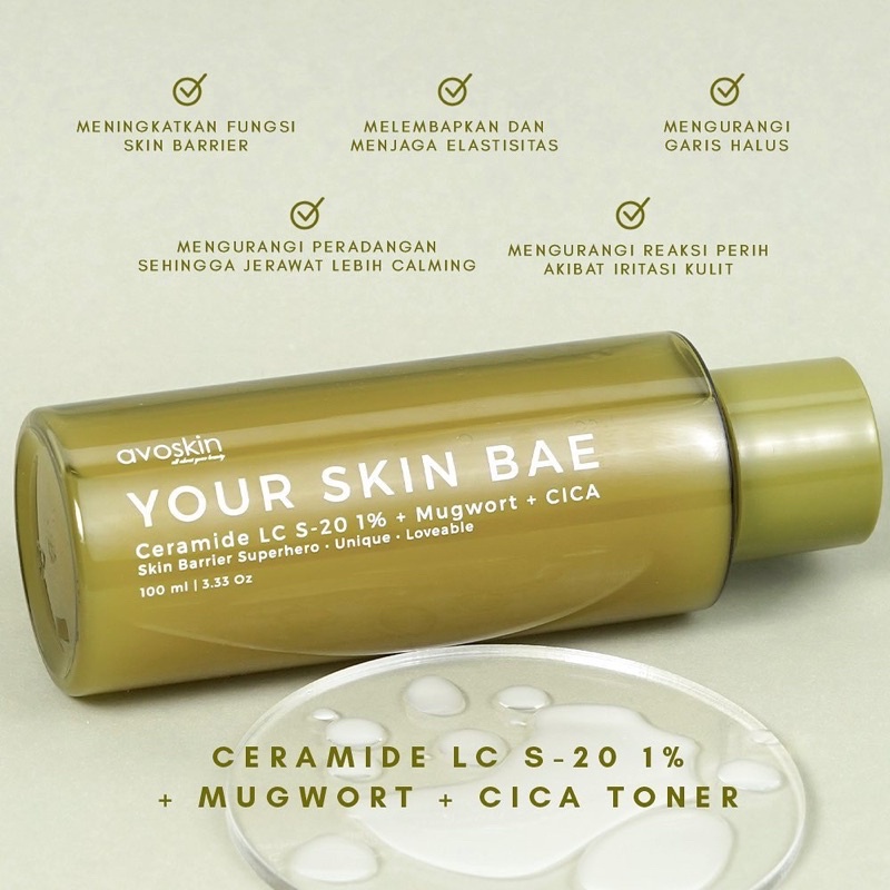 AVOSKIN Your Skin Bae Ceramide LC S-20 1% + Mugwort + Cica Indonesia / Skin Barrier Hero Toner Serum