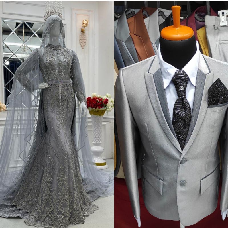 GAUN COUPLE PENGANTIN SLIM BEREKOR FULL PAYET// GAUN COUPLE JAS MEWAH//KEBAYA