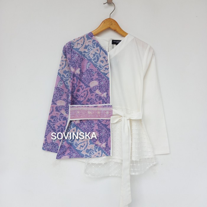 Atasan Batik WP 140 Lilac Blus Blouse Baju Kerja Wanita Modern - lilac, M
