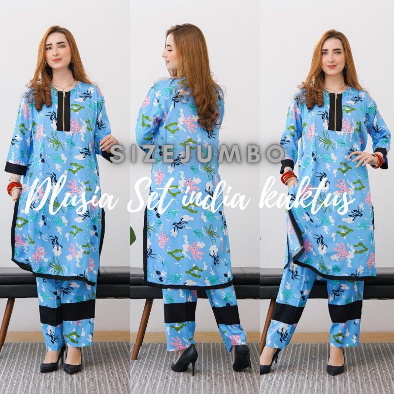 Daster Arab Dlusia Setelan INDIA KAKTUS Baju setelan Rayon Super Big Size