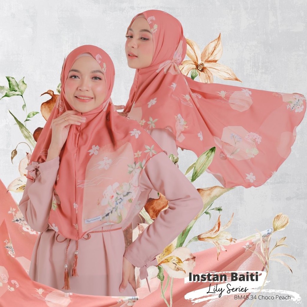 Hijabwanitacantik - Instan Baiti Lily | Hijab Instan | Jilbab Instan-Choco Peach