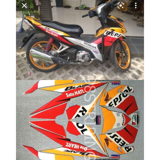 STRIPING HONDA BLADE REPSOL TAHUN 2011 2012 STIKER STRIPING LIS STANDAR ORI