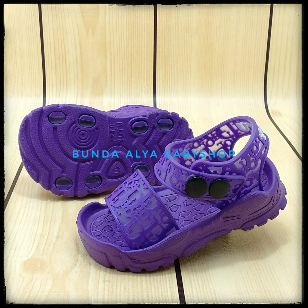 Sendal Anak Perempuan Usia 6 - 12 Bulan Elastis UNGU - Sepatu Sandal Anak Cewek Tali Karet Size 20 - 21 Anti Licin Alas Karet