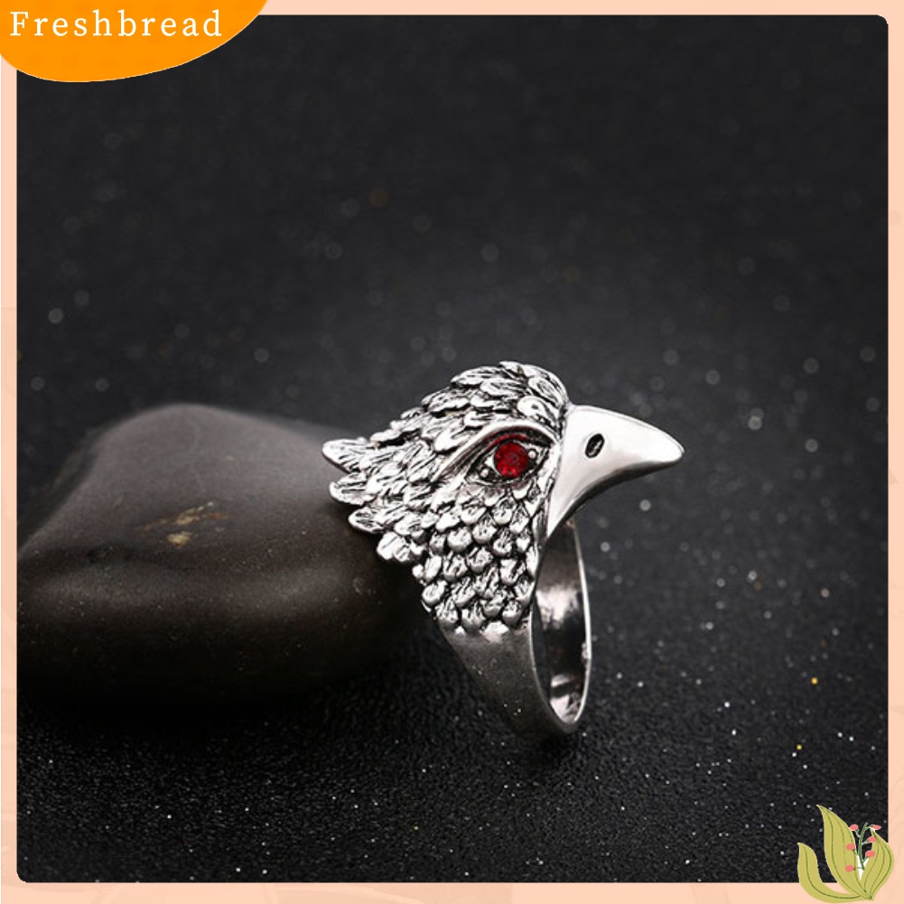 [Fresh] Cincin Vintage Motif Kepala Elang Hias Berlian Imitasi untuk Pria / Pesta / Hadiah