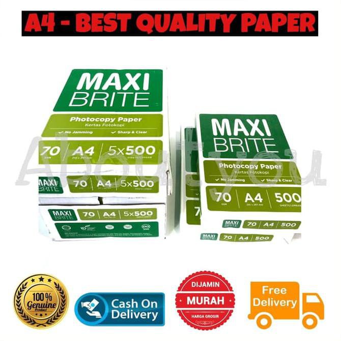 

Kertas HVS A4 print copy paper fotokopi MAXI BRITE 1 rim 70g ter murah