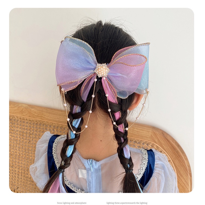 [meandboss] JP6/22-Jepitan Ikat Rambut Anak Cewek Perempuan Pita Panjang Kepang Mutiara