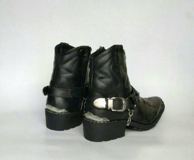 Sepatu Jenggel Boot Kulit Asli Motor Gede Bikers Touring Moge Cowboy Dinas PDH PDL